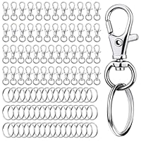 100-teiliges Schlüsselanhänger-Set, 50 Schlüsselanhänger-Clips, Haken und 50 Schlüsselanhängerringe, Karabinerverschlüsse mit Schlüsselanhängerringen, Zubehör für die Schmuckherstellung