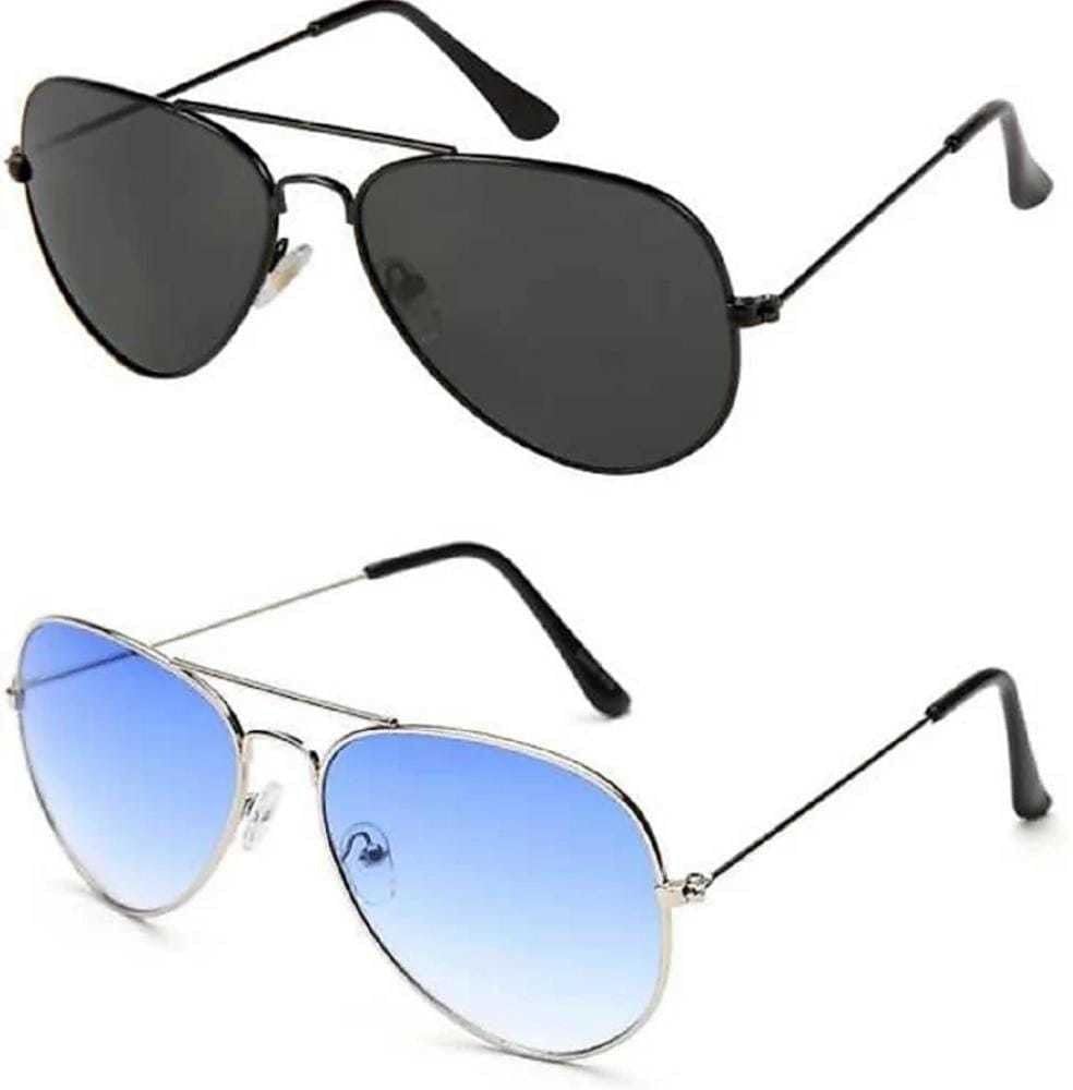 Full-frame Unisex Casual Black-Blue Metal Sunglasses for Adults, Long Frame, Blue-Black Glass Lens, Polarized, UV Protection-picture-35