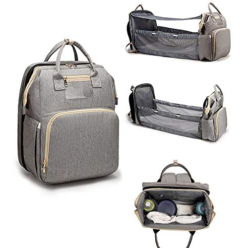 Diaper Bag Backpack with Changing Station, Travel Bassinet Foldable Baby Bed for Baby Toddler, WONDAY Diaper Bag Organizer Backpack with Multifunctional Large-Capacity Pocket for Girls and Boys