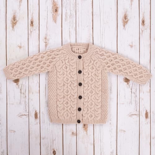 SAOL Aran Cardigan for Kids: 100% Merino Wool, Crew Neck, and Button Front - Made in Ireland2