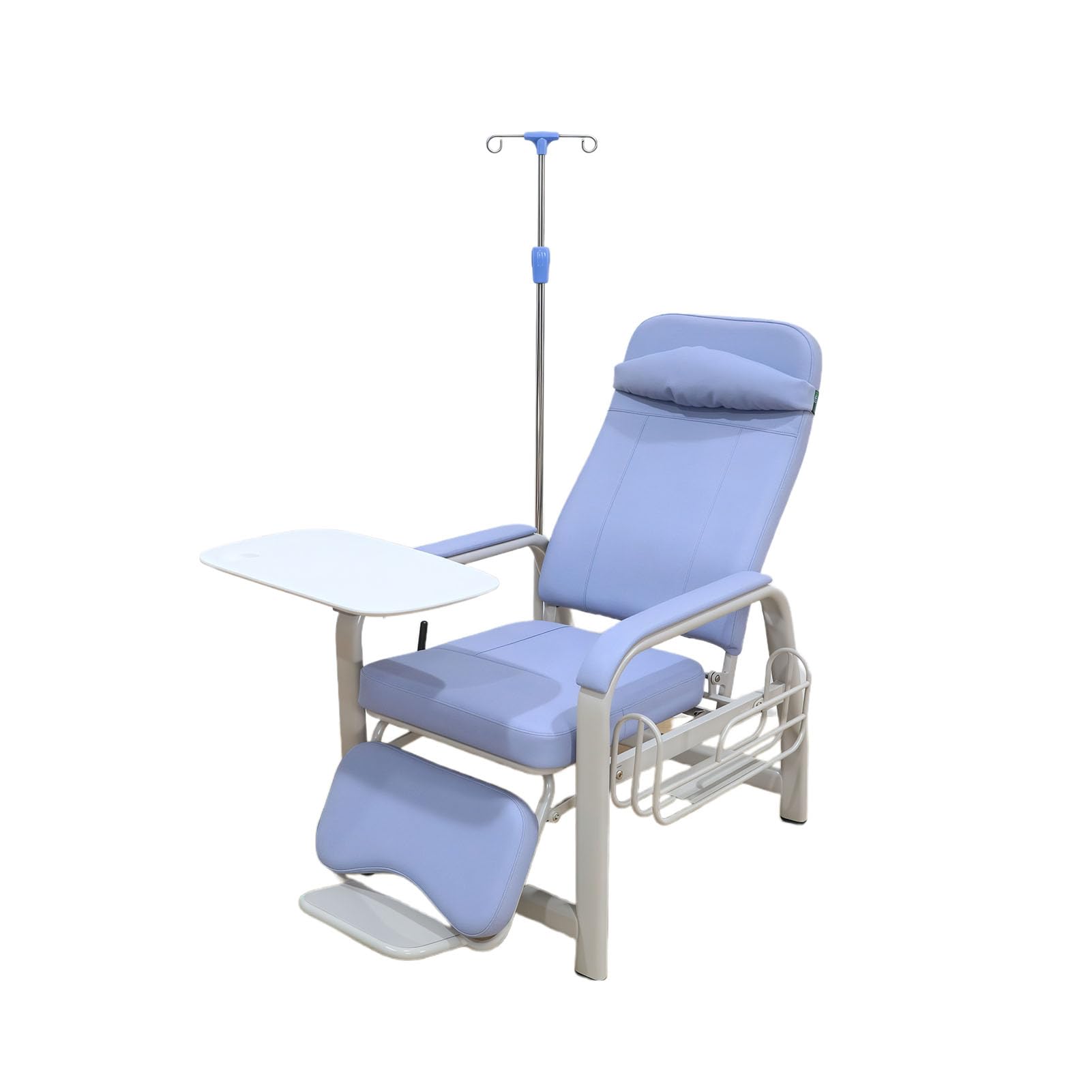 Phlebotomy Chair Blood Drawing Chair With Adjustable Armrest, Fully Reclining Reception Chair Waiting Room Chairs, Adjustable Infusion Chair With Iv Pole Stand, For Research,Purple With Serving Board