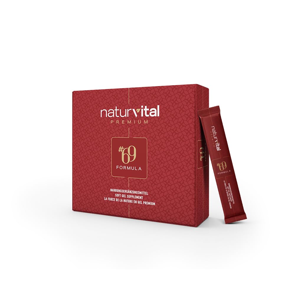 NATURVITAL Premium 69 Formula Maca Gel, Sofortwirkung, Extra Stark für aktive Männer, Ginseng & Tribulus Terrestris, 12x12g Stick - 1 Stück