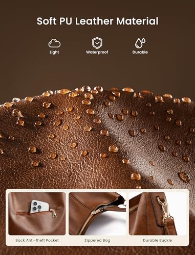 Image of Realer Hobo Crossbody Bags for Women Designer Faux Leather Hobo Handbags Retro Large Size Shoulder Bag Bucket Purse