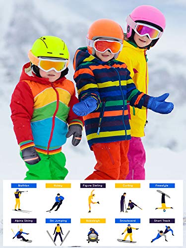 Image of SATINIOR 6 Pairs Kids Snow Mittens | Waterproof, Toddler Children Winter Gloves, Warm Cold Weather Ski MIttens, Cotton Plush Lining, Hook Design