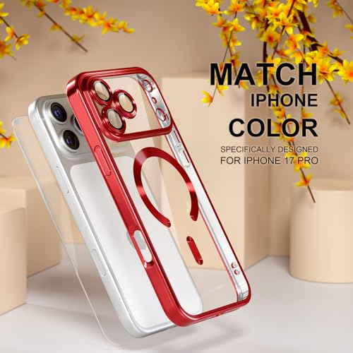 Image of Misea Magnetic for iPhone 17 Pro Case Compatible with MagSafe Red
