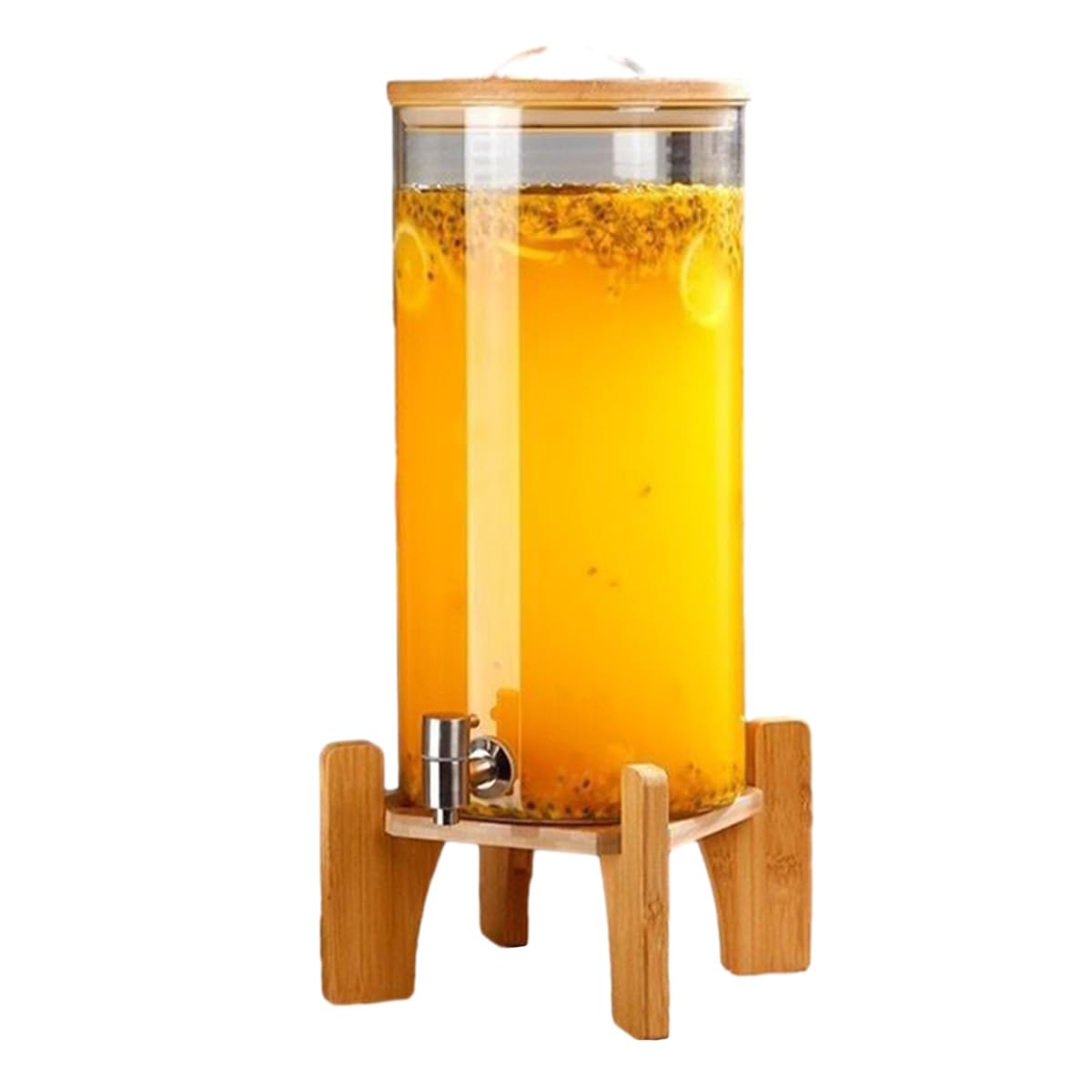 ASerZenith Mason Jar Water Dispenser, Sealed Juice Can Ice Cylinder With Spigot Glass Drink Dispenser With Stainless Steel Tap For Sun Tea Lemonade Cold Water,15L