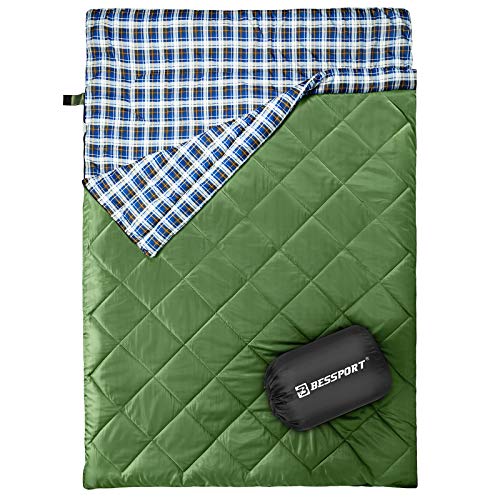 Bessport Saco de Dormir Doble  de para Adultos con Mochila  Ligero y Repelente al Agua
