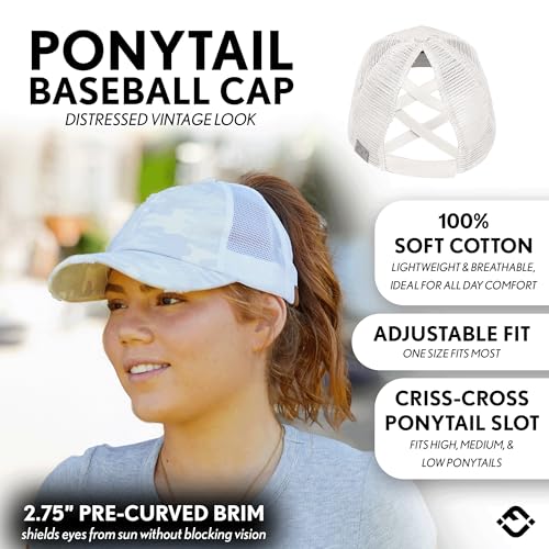 Image of Funky Junque Womens Baseball Cap Dad Hat Ponytail Messy Bun Trucker Ponycap
