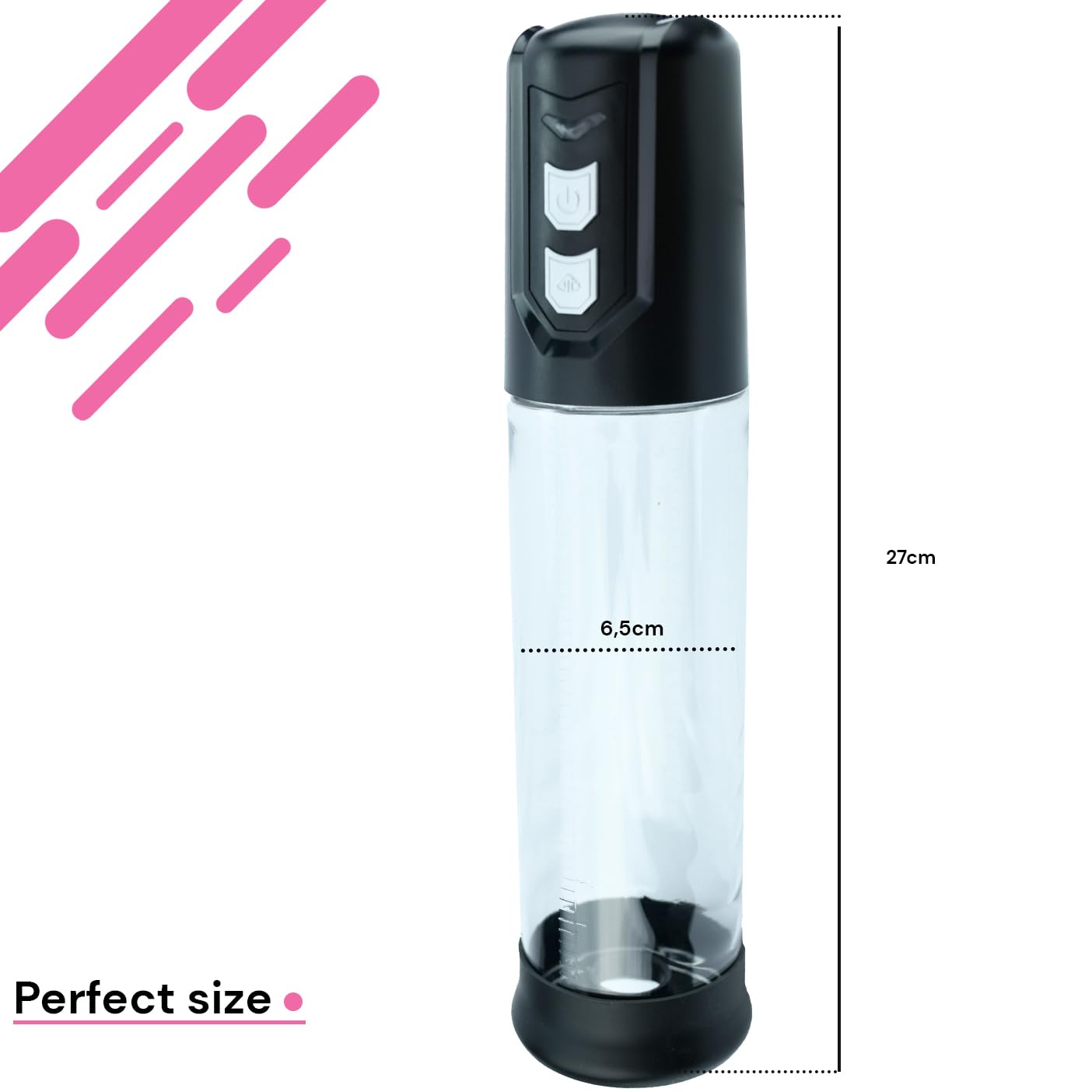 Bomba de pene eléctrica de 27 cm x 6 cm, masturbador masculino, ABS transparente, bombas para agrandar el pene con alta potencia de succión, bomba de pene para hombres, aspiradora de pene FOPS P09