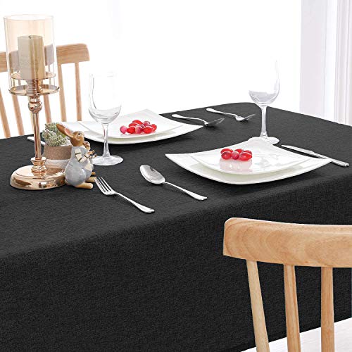 Linen Basics Washable Jute Table Cover/Heat Resistant Table Cover for Kitchen Table/Dining Table (Black, 60 X 90 INCHES (6 Seater))