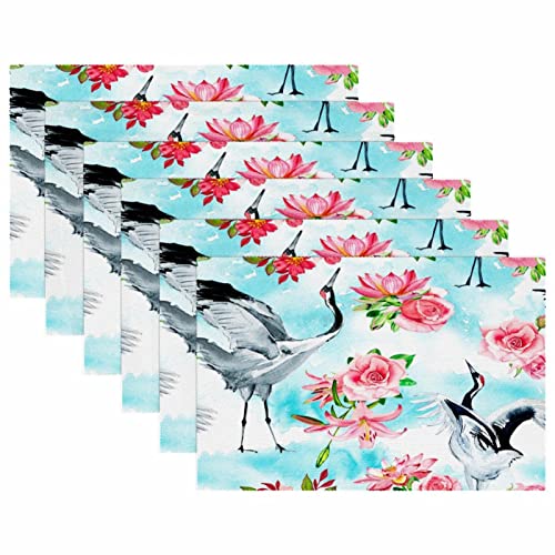 Sets de table en tissu Oxford fleuri protège table lavable résistant - 6