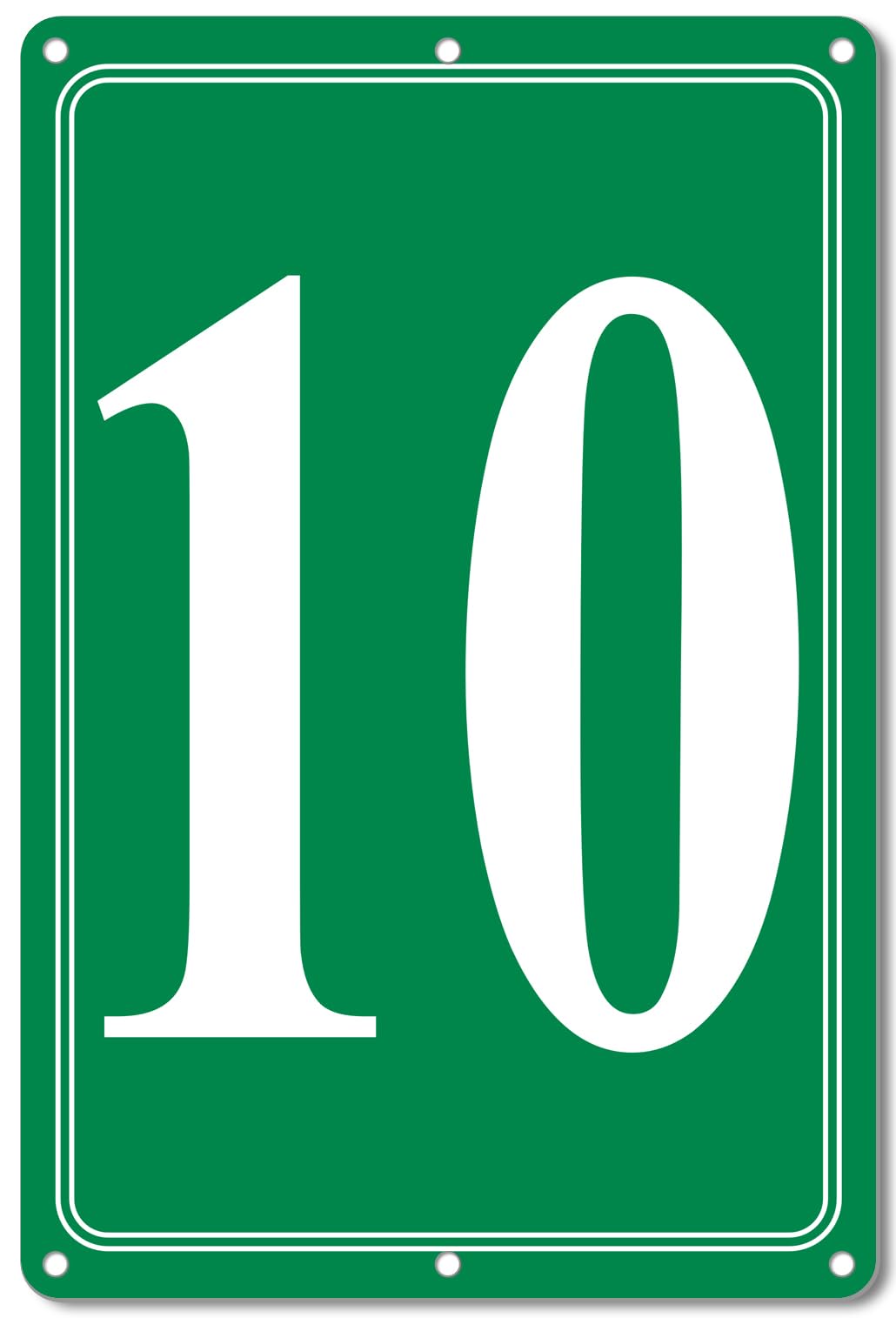 i-CowFun Premium Aluminum Number Signs 10, Metal 12" X 8" Green Numbered Signs Outdoor for Parking Lots, Floor, Dock, Court, Aisle, Field, High