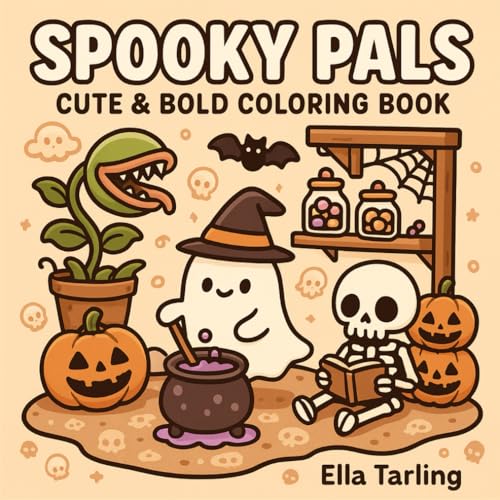 Spooky Pals – Cute & Easy Halloween Coloring Book for Kids & Adults (Spooky Pals Coloring Book Series – Cute & Bold Easy Designs for Halloween, Holidays & Cozy Fun)