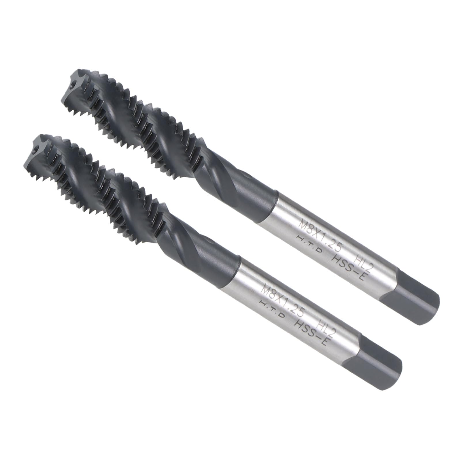 CoCud Spiral Flute Threading Tap, M8X1.25 Thread Size, Nitriding Coated HSS Tapping Tool - (Applications: for Processing Holes & Sticky Materials), 2-Pieces โ image 1