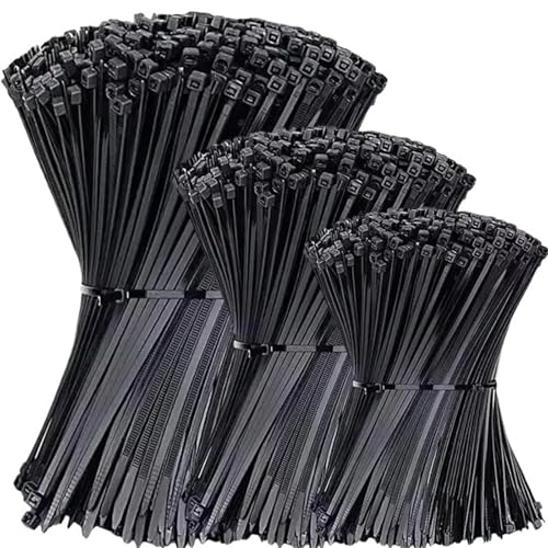 Cable Ties Self-Locking Plastic Nylon Cable Tie Black 8 * 200mm Fastening Ring 8 * 300mm Large Zip Wrap Strap Zip Management(250PCS 8x300mm Black)