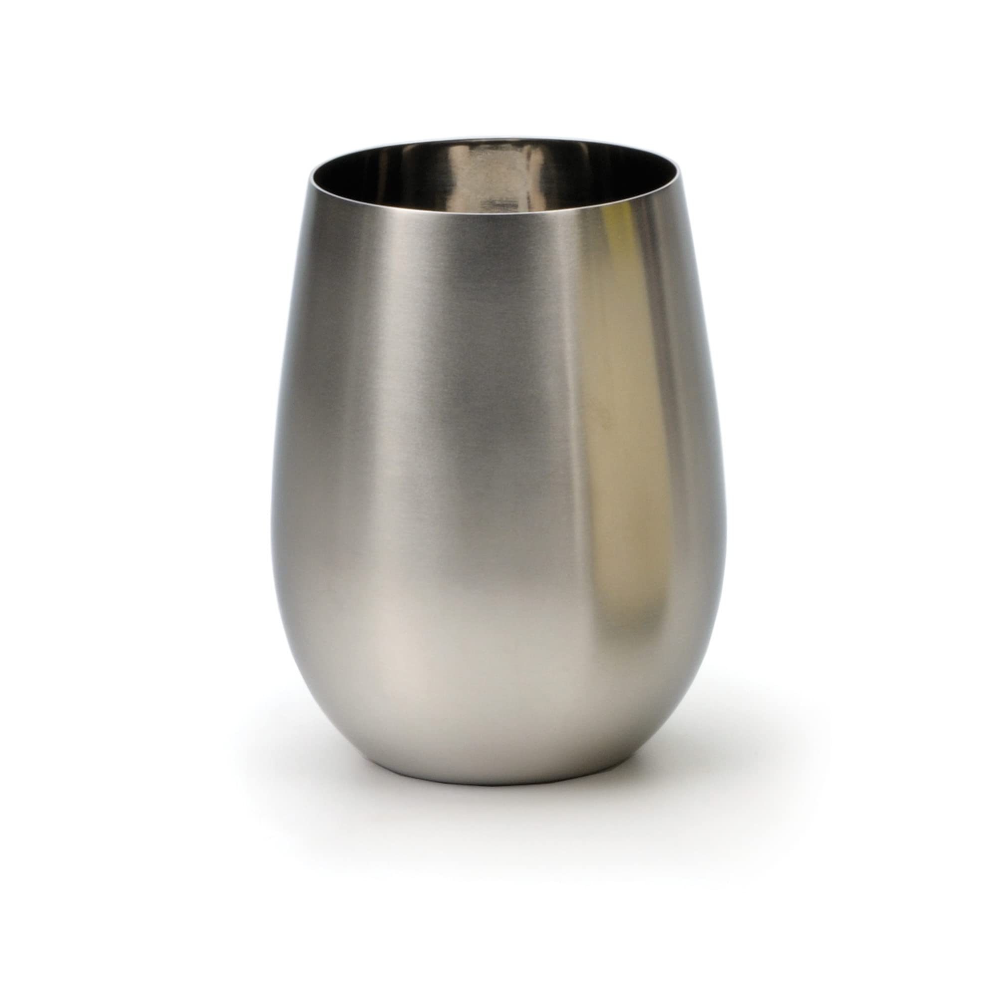 RSVP InternationalBrushed Stainless Steel Barware Collection, Stemless Wine Glass, 18-Ounce