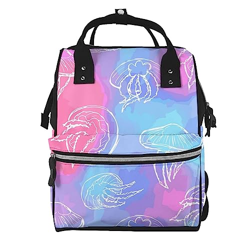 Sac à dos pour université texture aquarelle méduse de style unique