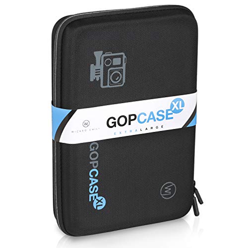 Wicked Chili GOP Case -XL- Tasche wasserabweisend kompatibel mit GoPro Hero 12 Black, 11, 10, 9 Schutztasche, Tragetasche für Actioncam SJCAM, Akaso, Surfola (Stossfest mit Zubehör Fach)