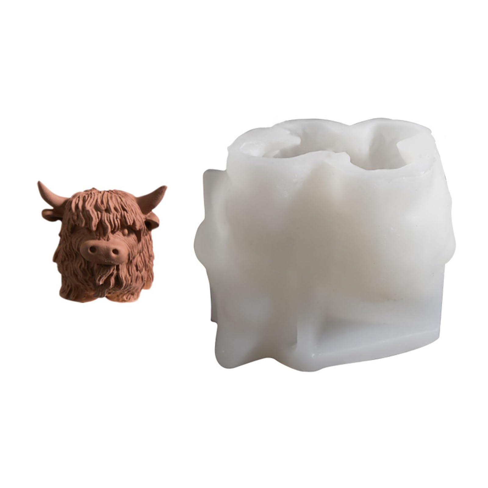 Elnwnnkc B Cattle Head Statue Molds Cattle Figurine Silicone For Epoxy Resin Soap Potted Plant Vase Silicone Molds