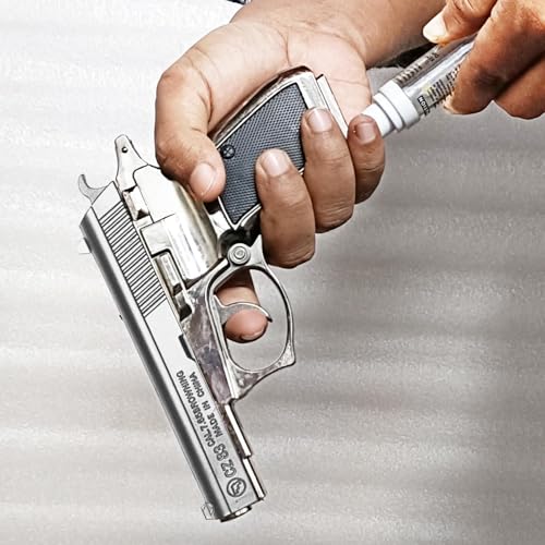 Image of Z83 Lighter with Barrel Half Pull Back Heavy Metal Made Silver Color Gun Shape Gas Lighter with PU Holster | Dummy Gun Jet Flame Butane Refillable Lighter