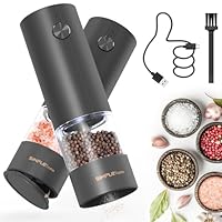 Salz und Pfeffermühle Elektrisch, SIMPLETASTE Gewürzmühle USB Wiederaufladbar Akku Salz und Pfefferstreuer 2er Set mit Keramikmahlwerk Grinder