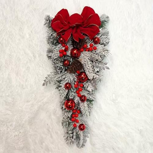 23.6'' Red Bow & Artificial Plants Christmas Wreaths for Front Door Decor - image 9