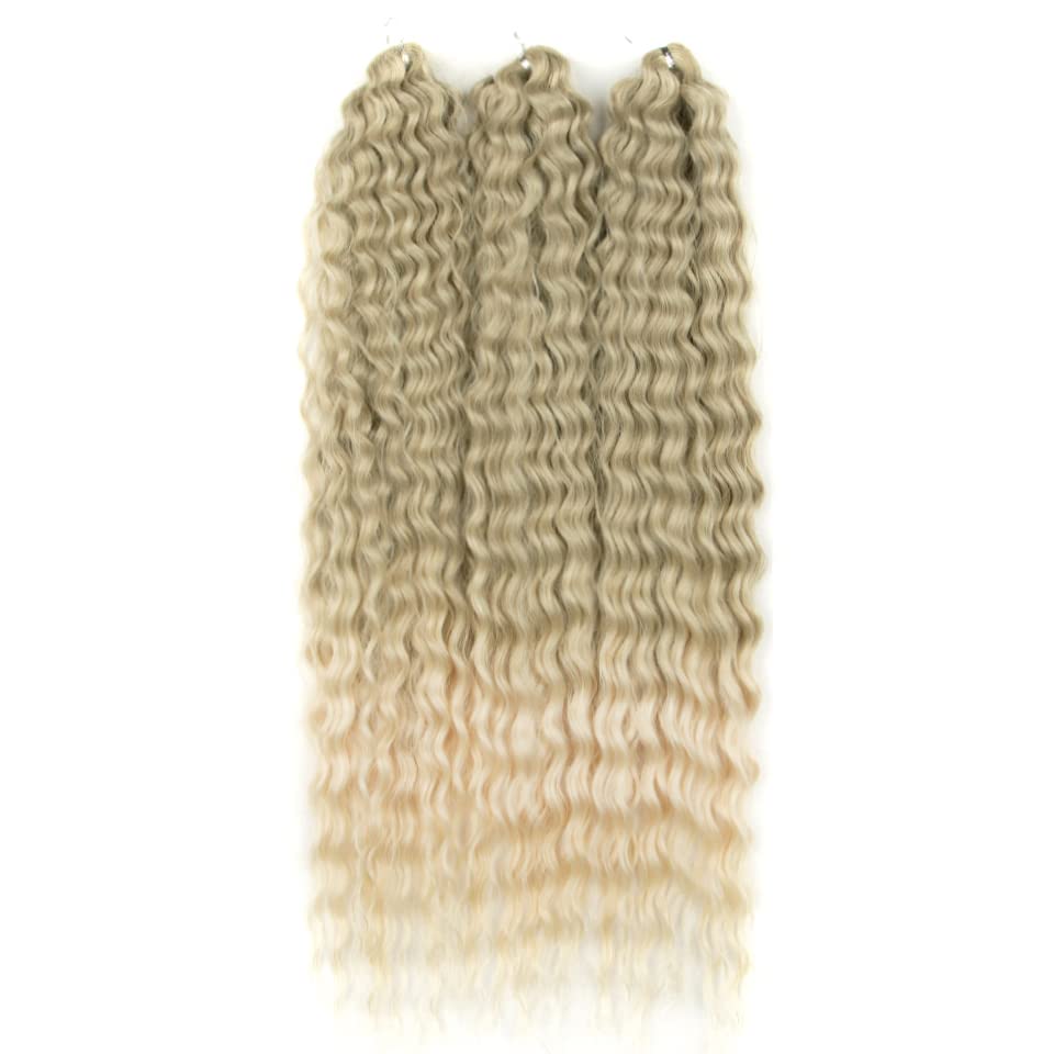 PORSMEER 3 Packs 22" Wave Synthetic Ocean Wavy Braid Hair for Women (T18/56C), 55,9 cm - Image 4
