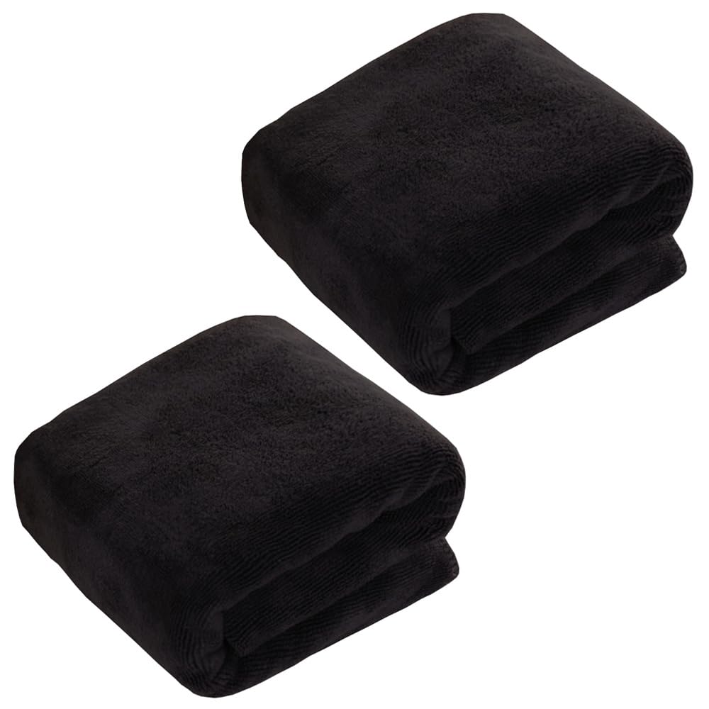 MOCNT 2 X Microfibre Towel 450GSM Bath Towels Quick Dry Sport Absorbent Travel Towel Microfibre Cloth Fast Drying Car Cleaning Towel Swimming Camping Hiking 35cm x 75cm Black