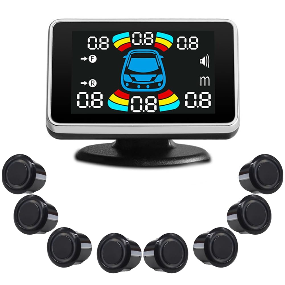 8 Capteurs de Stationnement Parktronic pour Voiture Radar de Recul Électronique Automobile Détecteur D'Assistance de Stationnement Kit avec Buzzer A