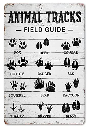 CrazySign Animal Tracks Field Guide Sign Log Cabin Wall Decor, Forest Hunting Decor, Boy Nursery Decor 8 x 12 Inch (211)