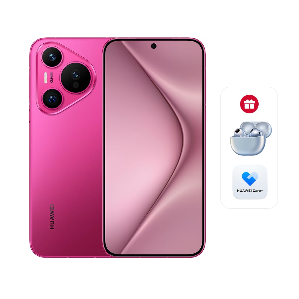 HUAWEIPura 70 Smartphone, 6.6" Flat-edge Screen, Ultra Speed Snapshot, 66W SuperCharge, 4900mAh Battery, 12GB+256GB, Pink + 'HUAWEI Freebuds PRO3' + '6 month Huawei Care+'