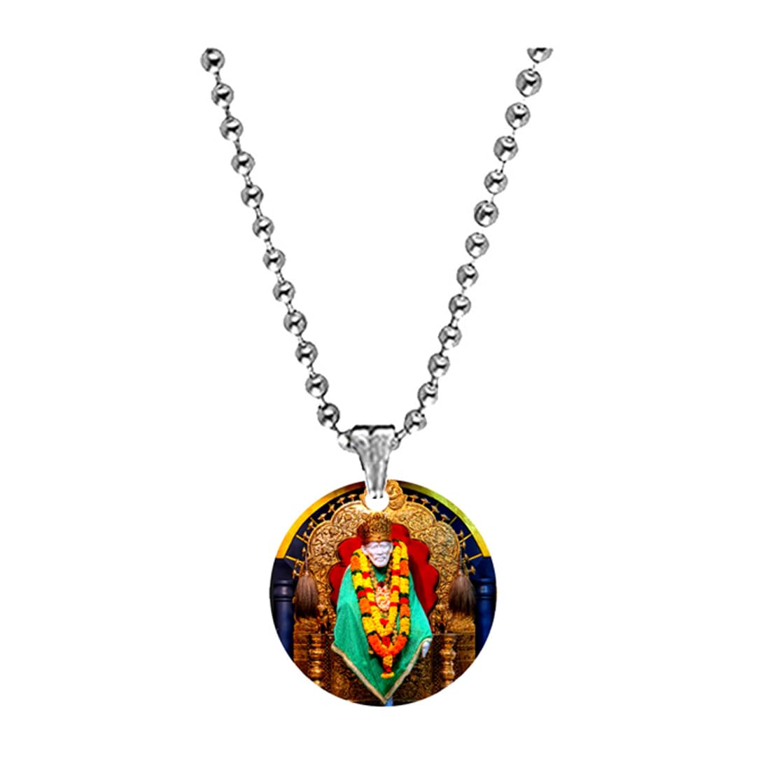 Shirdiwale Sai Baba Bead Chain Acrylic Religious Pendant Necklace for Men Women Spiritual Devotional Jewelry Lightweight Daily Wear Gift-image-30