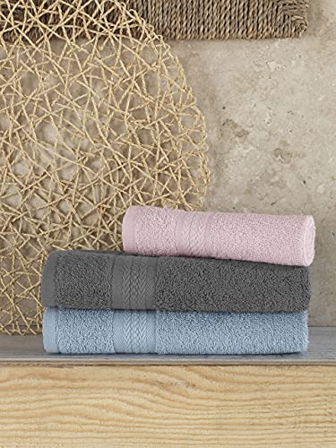 Regal Ruby Quick-Dry 4 Pieces Grey Hand Towels Highly Absorbent 100% Turkish Cotton - Perfect Lightweight Towel For Bathroom, Kitchen, Guests, Pool, Gym, Camp, Travel, College Dorm, Shower #TOP5