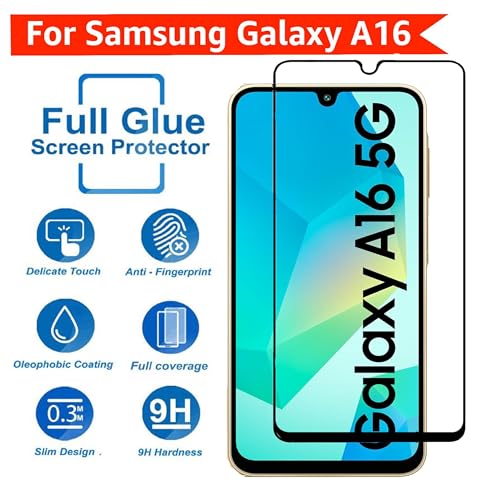 Image of FabeKee Tempered Glass Screen Protector Compatible for Samsung Galaxy A16 5G | Front And Back Screen Guard With camera lens protector Camera Metal Ring 3 in 1 (Samsung A16 5G, Combo)