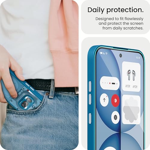 Image of FIRST MART Tempered Glass for Nothing Phone 4A 5G with Blue Camera Ring Guard & Installation Kit | HD Clear Edge-to-Edge Screen Protector, Scratch Resistant, Case-Friendly | Pack of 1