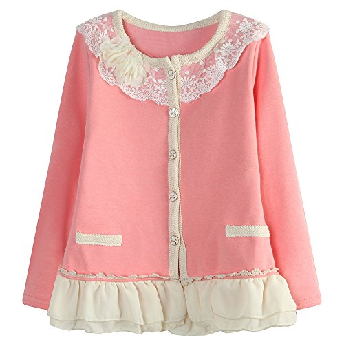 Richie House Little Girls' Sweet Cardigan with Braided Placket Size 2-8 RH1432