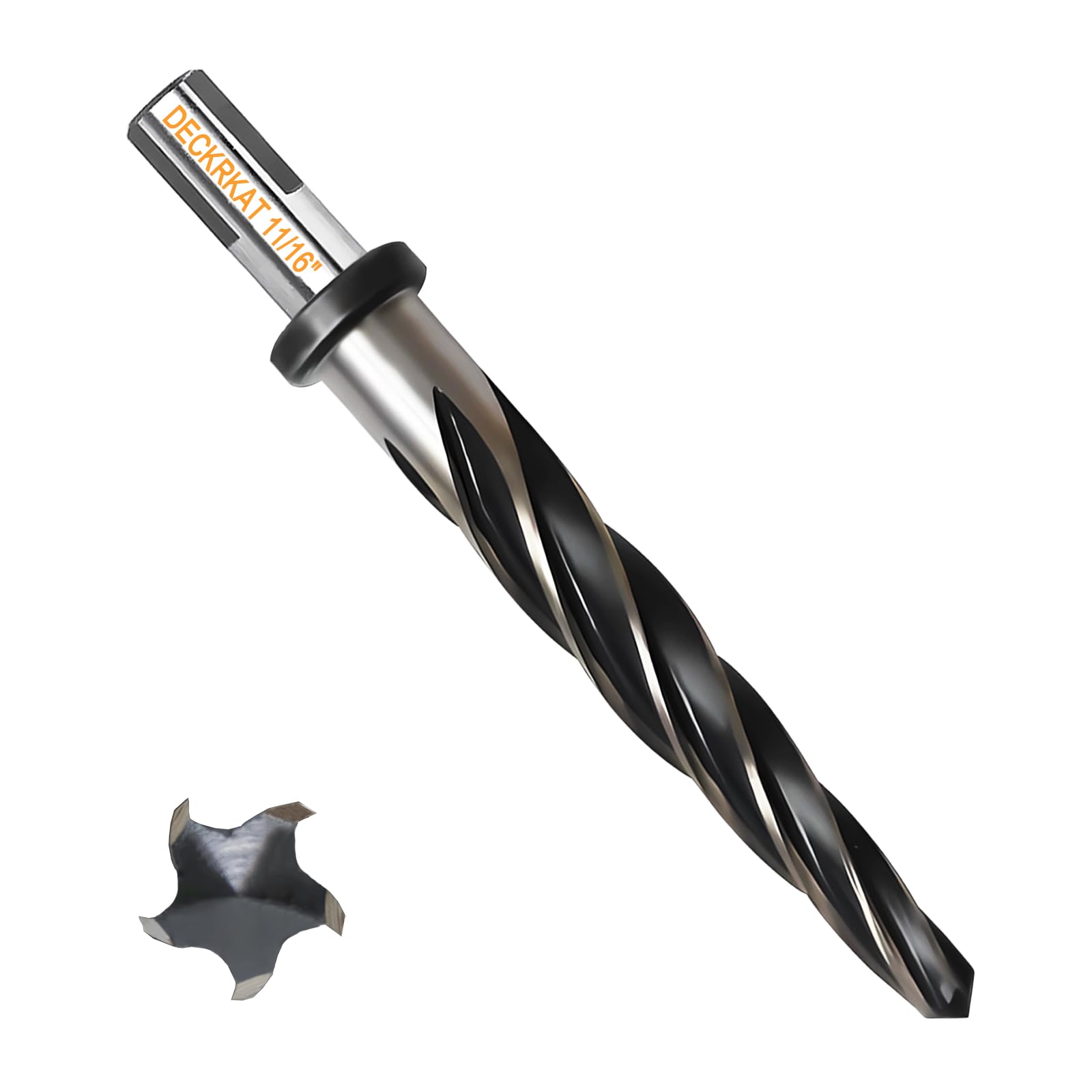 11/16 Zoll Reibahle Bohrer für Metall, M2 HSS Kegelreibahle für Stahl, Legierung, Holz, Kunststoff zum Ausrichten, Vergrößern von Löchern, 5-Spiralnuten, 1/2 Zoll rutschfester Schaft, 17 mm