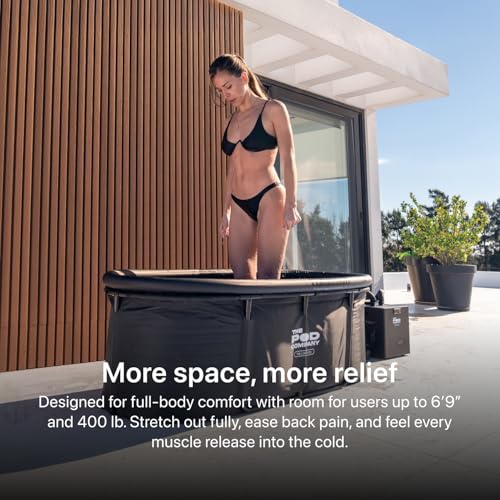 Image of The Pod Company Long Pod Cold Plunge - 126-Gallon Extra-Large Inflatable Ice Bath Tub for Cold Water Therapy - Full-Body Stretch Design, Insulated & Water Chiller Compatible