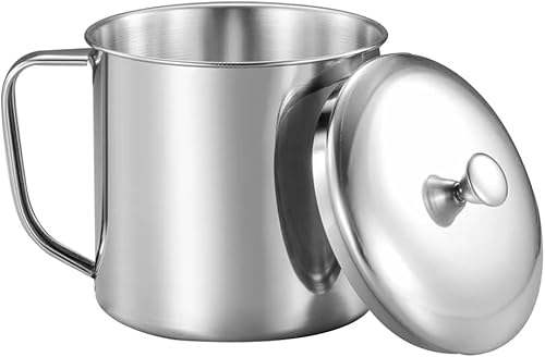 Miniatura 5 de Amosfun Taza de acero inoxidable con tapa y asa, taza de té de café de 20 onzas para acampar al aire libre y uso diario, 6.1 x 4.7 pulgadas, apto