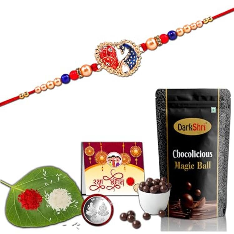 DarkShri Rakhi for Brother | Rakhi With Chocolate | Premium Chocolate | Pooja Coin | Roli Chawal | Greeting Card | rakhi with gift (B09B3NF3ZD) Amazon Price History, Amazon Price Tracker