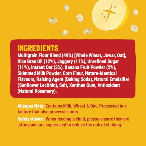Image of Slurrp Farm Buy2Get1 Free Banana Oat Cookies | No Maida No Refined Sugar | Healthy Cookies Made With Multigrain | Perfect for Tiffins, Travel or Snack Time | Pack of 3 x 80g