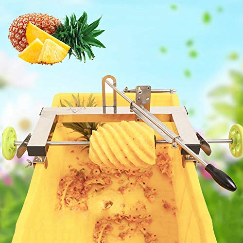 Pineapple Slicer â€“ All in One Pineapple Tool, Stainless Steel Pineapple Cutter Peeler, Stem Remover, Easy and Quick Pineapple Slicer, Silver - 9.2 x 1.2 x 4.1 Inches