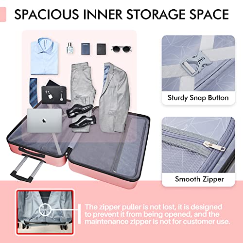 Anyzip Luggage Sets 3 Piece Pc Abs Hardside Lightweight Suitcase With 4 Universal Wheels Tsa Lock Carry On 20 24 28 Inch Pink #TOP6