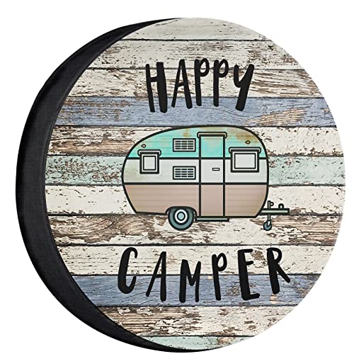 Image of Happy Camper Spare Tire Cover Waterproof for Jeep Trailer RV SUV Truck Camper Travel Trailer Accessories 14 inch