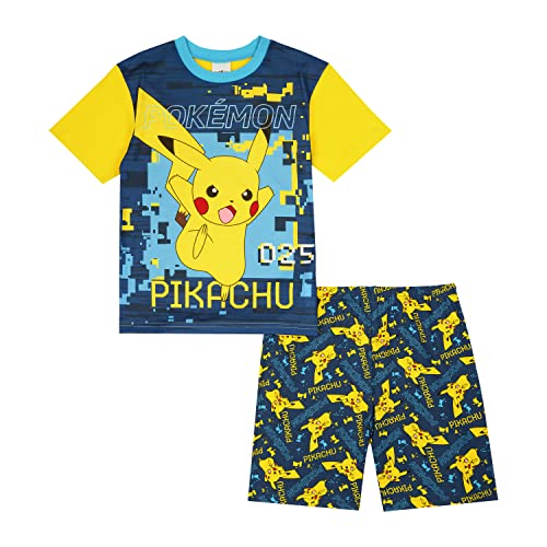 Pijama Pokemon para niños, conjunto de pijama corto Pikachu, edades de 6 a 13 años, amarillo, 6-7 años