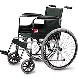 PNAJFUEL Rollstuhl Mit Eigenantrieb, Leicht, Faltbar, Tragbar, Mit Handbremse, Fußpedal, Verhindert Umkippen, Einstellungen Für Senioren-Rollstuhl,