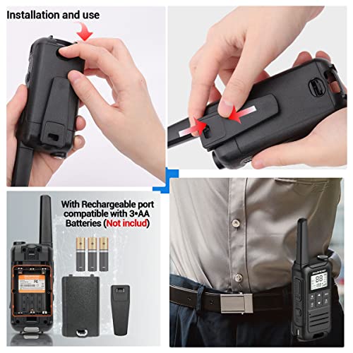 Image of Walkie Talkies Long Range Rechargeable Walkie Talkie for Adults, Baofeng F22 FRS Radio Walky Talky Family Walkie-Talkie with Flashlight 1400 mAh Battery USB Charger for Camping Trip (2 Pack)
