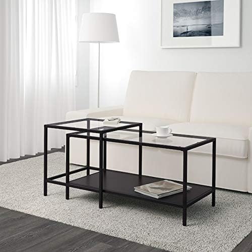Nest of tables, set of 2, black-brown, glass, 90x50 cm durable and easy to care for. Coffee tables. Coffee & side tables. Tables & desks. Furniture. Environment friendly.