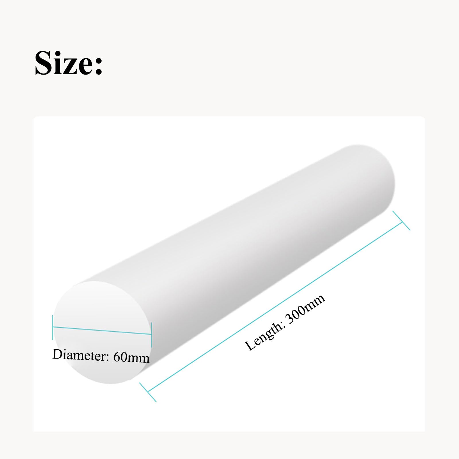 Pręty PTFE, białe, długość 300 mm, różne średnice(60mm)