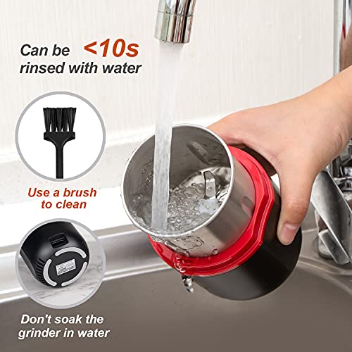 ICEKO Home Elektrische Koffiemolen, 150W/304 Geborsteld Roestvrij Staal, Elektrische Koffiemolen, 120g Capaciteit, Zwart - Image 7